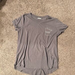 Gray V-Neck Women's Top